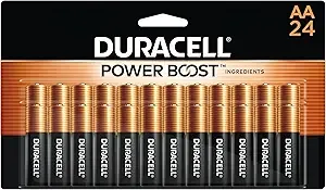 Duracell Coppertop AA Batteries with Power Boost Ingredients, 24 Count Pack Double A Battery with Long-lasting Power, Alkaline AA Battery for Household and Office Devices