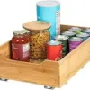 Household Essentials Glidez Bamboo and Steel 1-Tier Pull-Out/Slide-Out Storage Organizer, 14" Wide, Natural